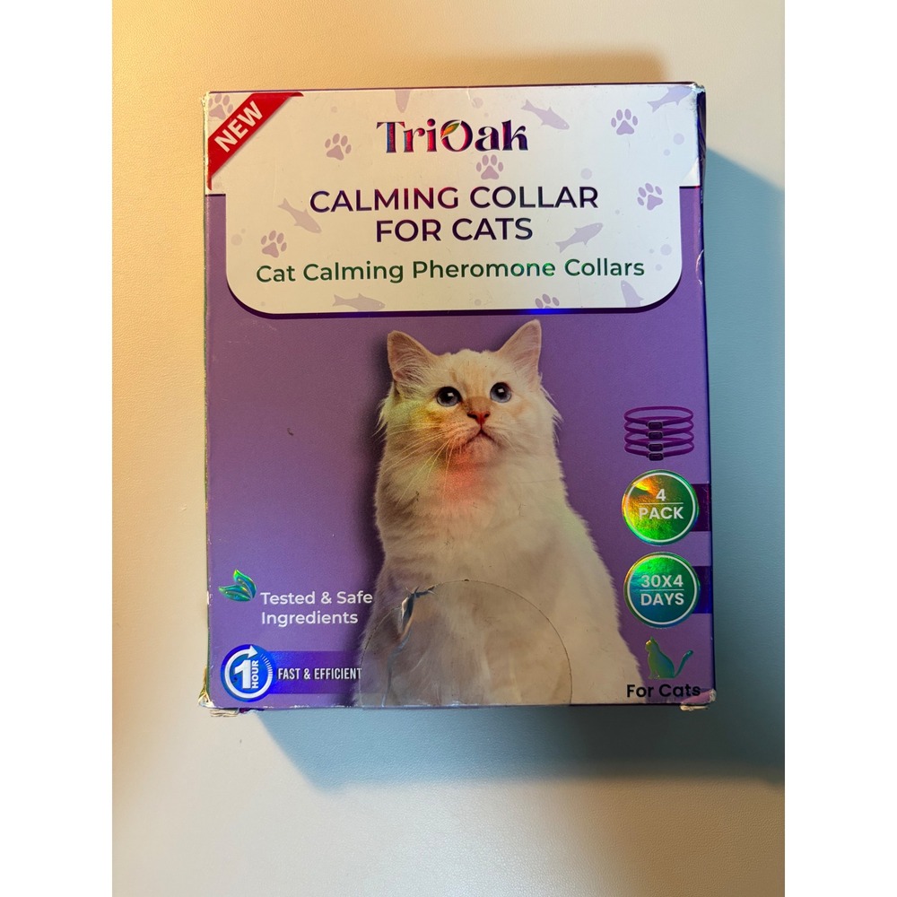 TriOak Calming Collar for Cats 4 Pack Pheromone Stress Relief Anxiety Reduction